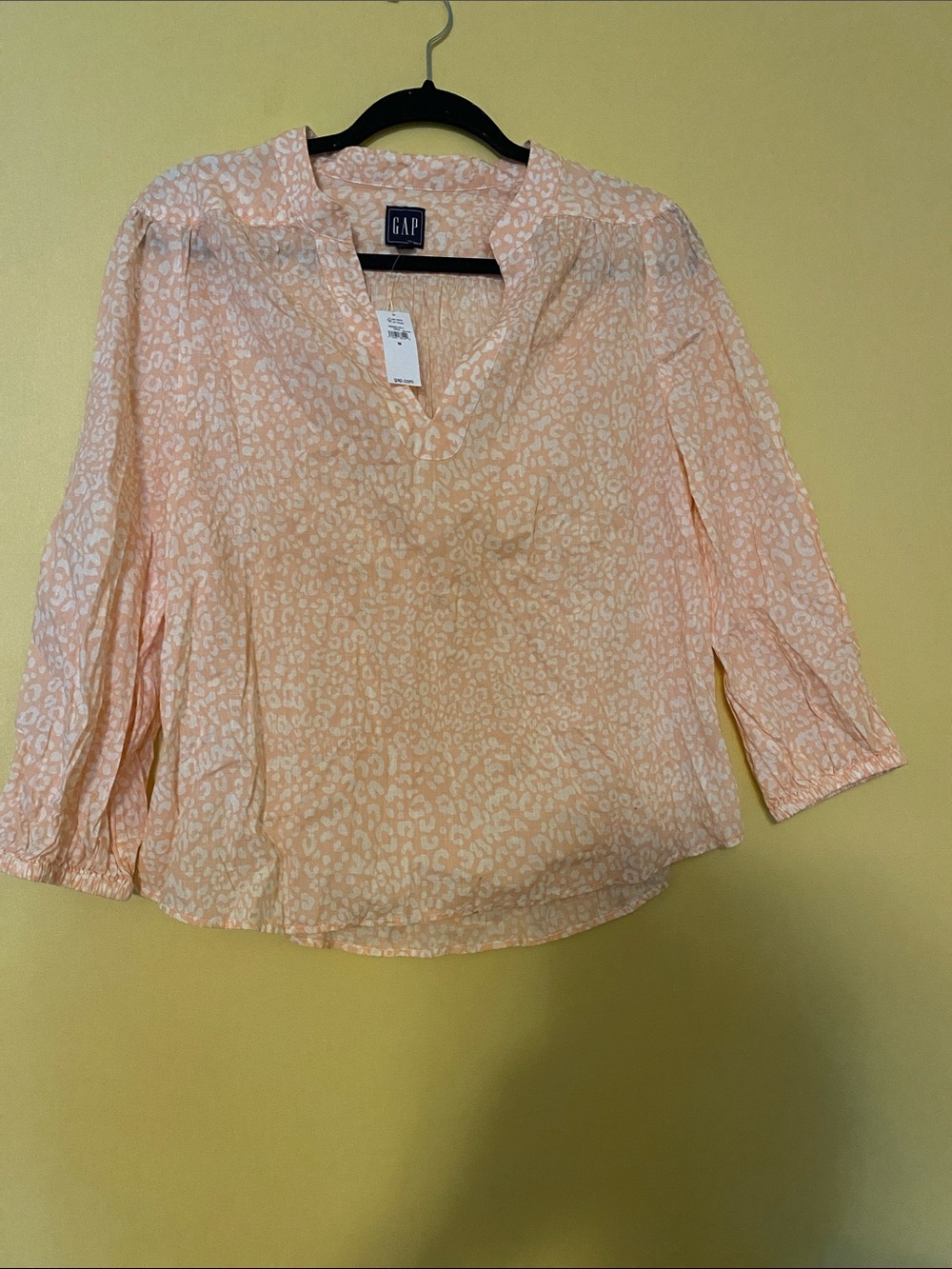 GAP Peach Leopard-Print V-Neck Blouse
